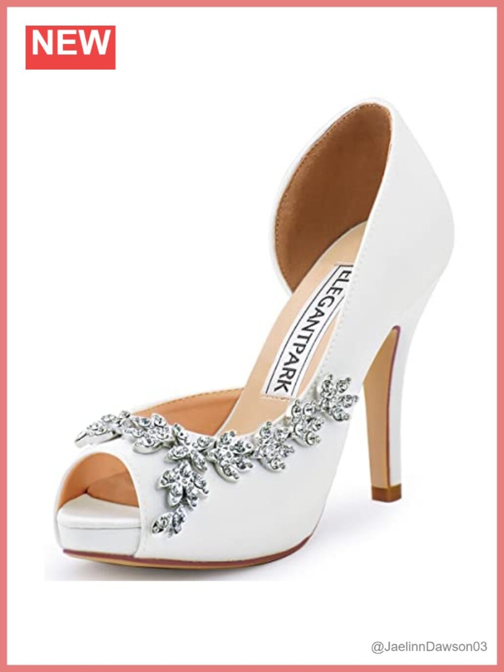 Open Toe Rhinestone Satin Wedding Pumps with 4-Inch Platform Heel